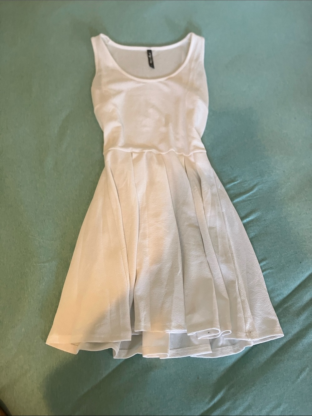Girls White Sleeveless Fit-and-Flare Dress